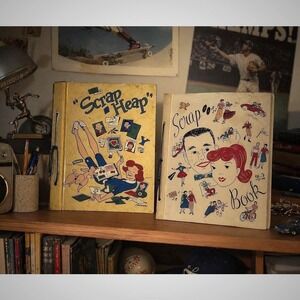 Vintage Scrapbook Lot 2 Mid Century 1940s 1950s 1960s Unused Penny Scrap Heap